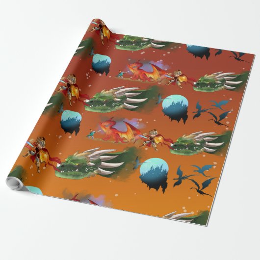 Knachten en Dragons Cadeaupapier (Uitgerold)