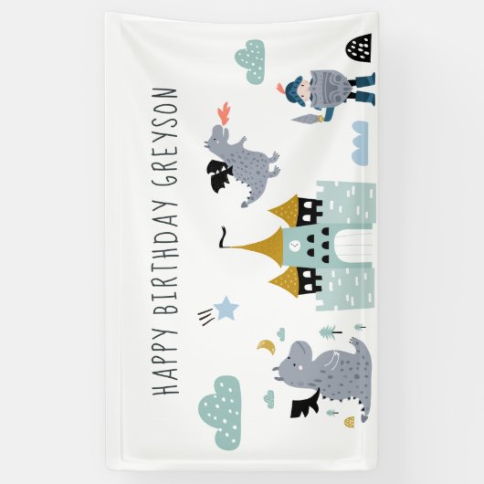 Knachten en Dragons | Fairytale Birthday Welcome Spandoek (Verticaal)