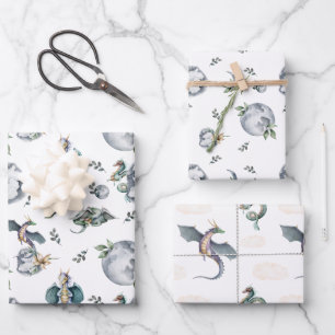 Knachten en Dragons   Koninklijke Medieval Birthda Inpakpapier Vel