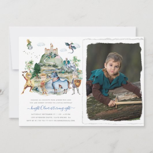 Knachten en Dragons | Koninklijke Medieval Birthda Kaart (Voorkant)