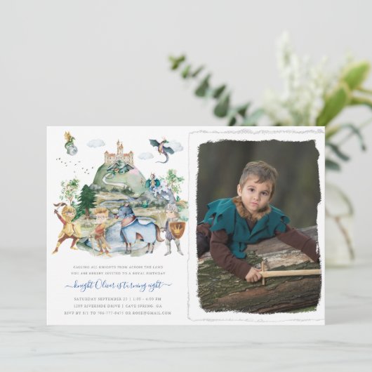 Knachten en Dragons | Koninklijke Medieval Birthda Kaart (Staand voorkant)