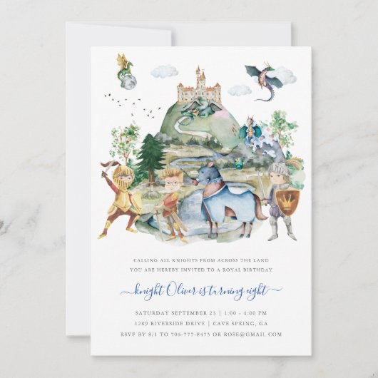 Knachten en Dragons | Koninklijke Medieval Birthda Kaart (Voorkant)