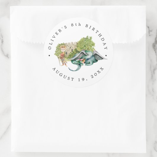 Knachten en Dragons | Koninklijke Medieval Birthda Ronde Sticker (Tas)