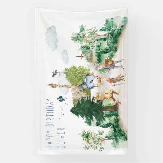 Knachten en Dragons | Koninklijke Medieval Birthda Spandoek (Verticaal)