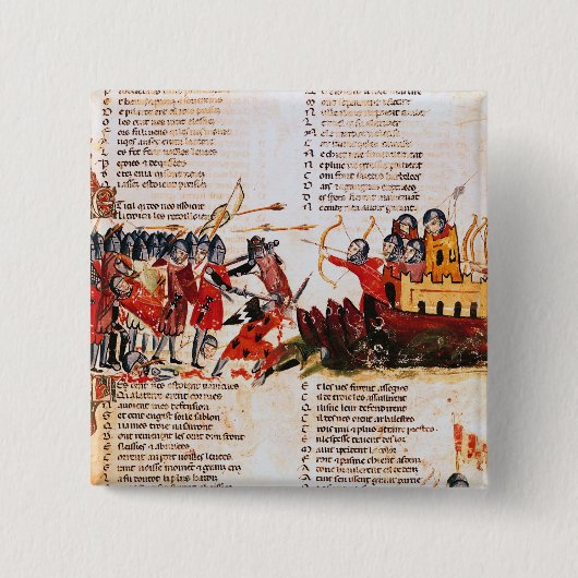 Knachten gevechten vierkante button 5,1 cm (Voorkant)