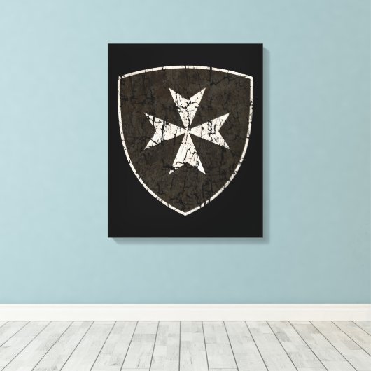 Knachten Hospitaller Cross, verstoord Canvas Afdruk (Insitu (Houten vloer))