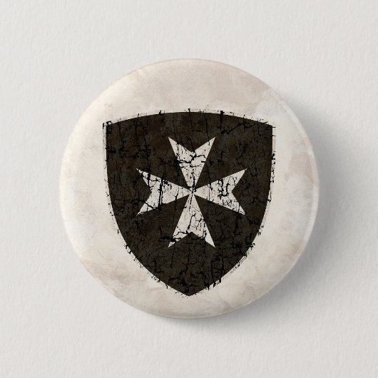 Knachten Hospitaller Cross, verstoord Ronde Button 5,7 Cm (Voorkant)
