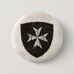 Knachten Hospitaller Cross, verstoord Ronde Button 5,7 Cm
