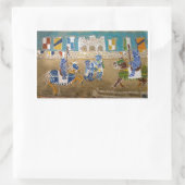 Knachten in joust-toernooi in groen en rood rechthoekige sticker (Tas)