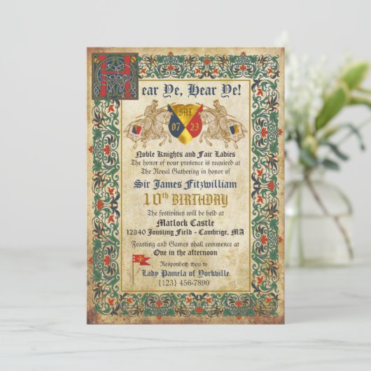 Knachten Jousting Medieval Manuscript Birthday Kaart (Staand voorkant)