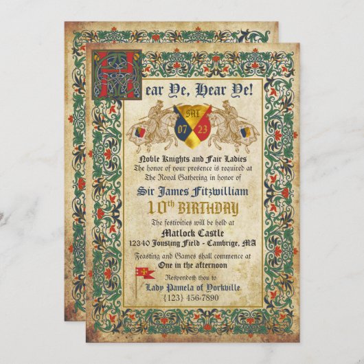 Knachten Jousting Medieval Manuscript Birthday Kaart (Voorkant / Achterkant)