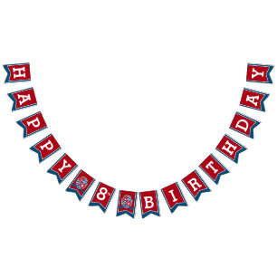 Knachten middeleeuwse Happy Birthday 8e rode blauw Vlaggetjes