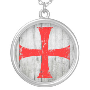 Knachten Templar Cross Zilver Vergulden Ketting