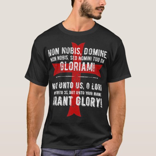 Knachten Templar Distress Cross Non Nobis Gloriam T-shirt (Voorkant)