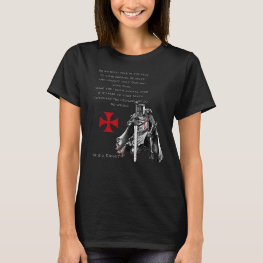 Knachten Templar Warrior voor Jezus en God Bijbel  T-shirt (Voorkant)