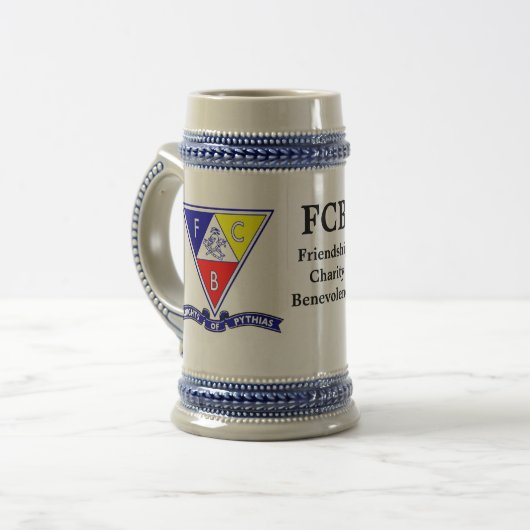 Knachten van Pythias Banner Stein Bierpul (Voorkant links)