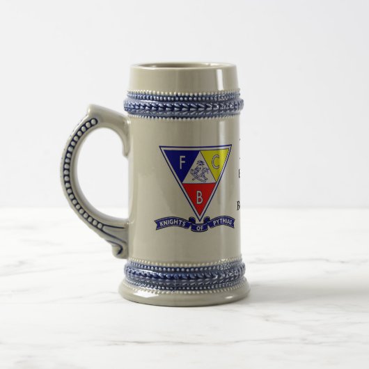 Knachten van Pythias Banner Stein Bierpul (Links)