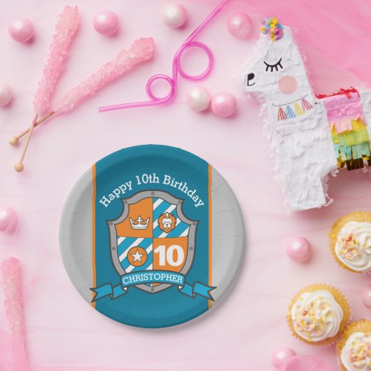 Knachtenschild 10e verjaardagsfeestje, aangepast b papieren bordje (Feest)