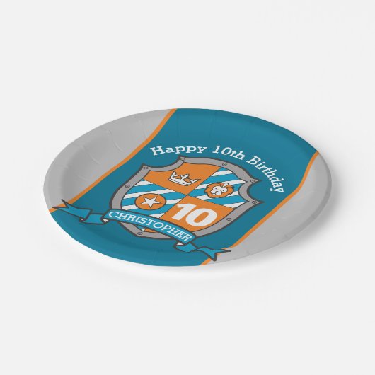 Knachtenschild 10e verjaardagsfeestje, aangepast b papieren bordje (Gekanteld)