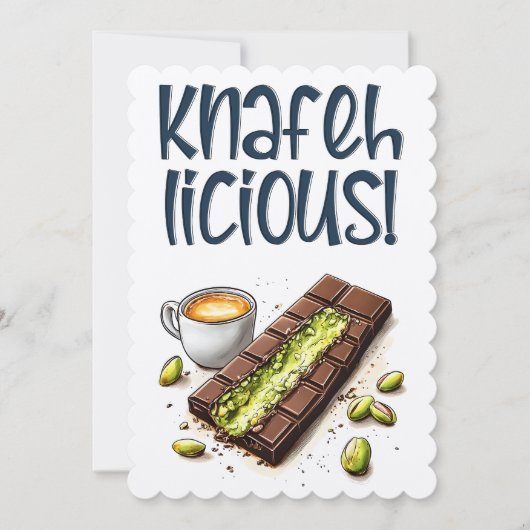 Knafehlicious Chocolate Kunafa Pistachio Koffie Kaart (Voorkant)