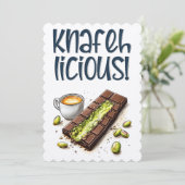 Knafehlicious Chocolate Kunafa Pistachio Koffie Kaart (Staand voorkant)