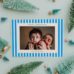 Knal blauwe streep Eén foto Kerstvakantie Feestdagenkaart
