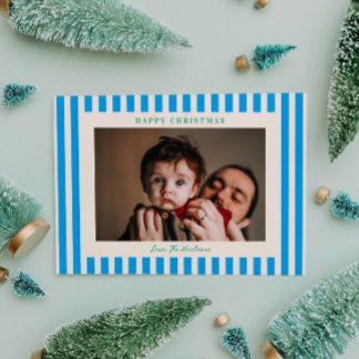 Knal blauwe streep Eén foto Kerstvakantie Feestdagenkaart