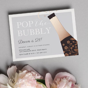 Knal de bubbels   Folie verjaardagsfeest uitnodigi Uitnodiging