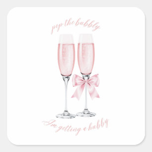 Knal de bubbels Ik krijg een ventje Roze ontwerp Vierkante Sticker