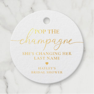 Knal de champagne goud folie favor gift tag