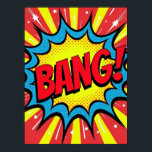 KNAL! Pop Art Comic Style Poster<br><div class="desc">Dit poster is een eerbetoon aan de gedurfde, explosieve wereld van stripboeken uit de jaren zestig en Pop Art. Het vangt een enkel moment van dynamische actie, ingevroren in een levendig lijst. Het woord "BANG!" is niet alleen tekst; het is een uitbarsting van pure energie, omringd door klassieke halftoonse stippen...</div>