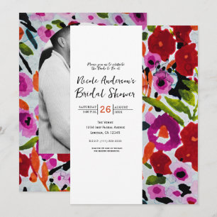 Knal van Krachtige Kleur Inktige Waterverf Bloemen Kaart