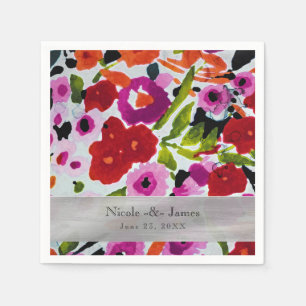 Knal van Krachtige Kleur Inktige Waterverf Bloemen Servet