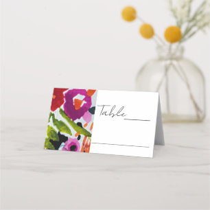 Knal van vette kleur Inkt waterverf bloemen bruilo Plaatskaartje