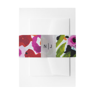 Knal van vette kleur Inkt waterverf bloemen bruilo Uitnodigingen Wikkel