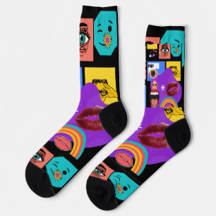 Knalachtige Pop Art-explosie  Retro strips stijl Sokken