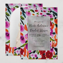 Knalkleurige waterverf bloemen Bruidsdouche