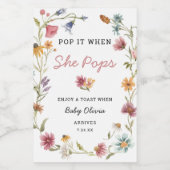 Knallen als ze knalt wilde bloem baby shower wijn etiket (Enkel label)