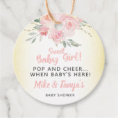 Knallen en juichen zoete baby meisje baby shower t bedankjes labels (Voorkant)