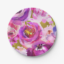 Knallen van Roze Paars Goud Moderne Trendy Bloemri