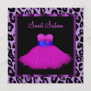 Knallend Roze Paarse Luipaard Sweet Sixteen Verjaa Kaart