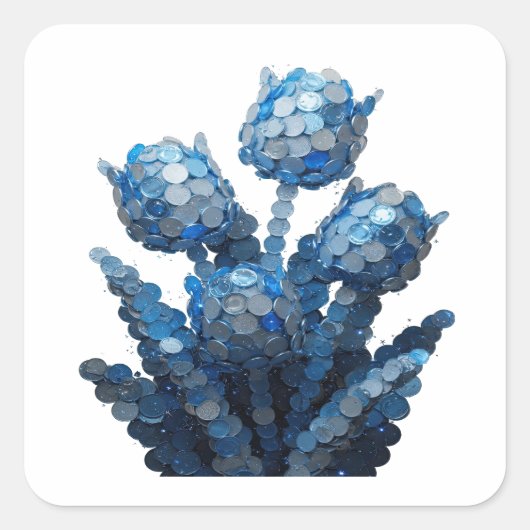 Knallende blauwe abstracte stickerprint vierkante sticker (Voorkant)