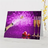 Knallende kurk champagnefles & glazen kaart (Gele Bloem)