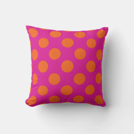 Knallende roze en oranje polkadots kussen