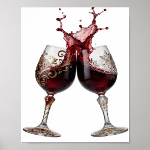 Knallig Goud WIJNGLAZEN Tekst Ontwerp Poster