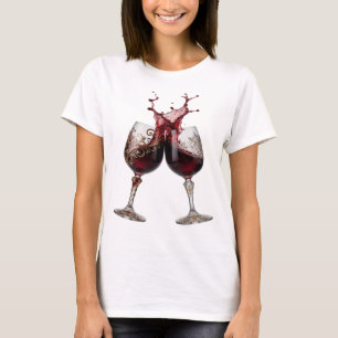 Knallig Goud WIJNGLAZEN Tekst Ontwerp T-shirt