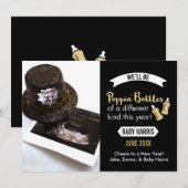 Knalpendelfles Nieuwjaarsbaby-aankondiging Feestdagenkaart (Voorkant / Achterkant)