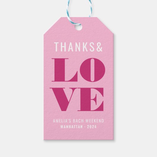 Knalroze Bachelorette-weekend Cadeaulabel (Voorkant)