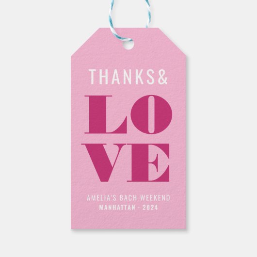 Knalroze Bachelorette-weekend Cadeaulabel (Achterkant)