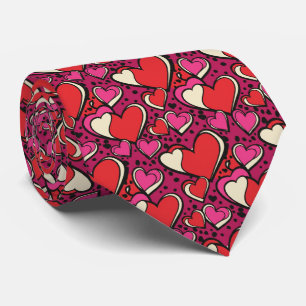 Knalroze, Roze en sappig Rood Pop-Art Hart Stropdas